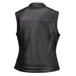 Milwaukee Motorcycle Clothing Co. Women’s Girls-Club Black Leather Scooter Style Vest w/ Mandarin Collar MMC40005 - Image 12