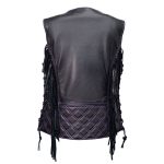 Milwaukee Motorcycle Clothing Co. Women’s Liberty Black and Purple Leather V-Neck Biker Vest w/ Side Lacing MMC40006 - Image 15