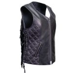 Milwaukee Motorcycle Clothing Co. Women’s Liberty Black and Purple Leather V-Neck Biker Vest w/ Side Lacing MMC40006 - Image 14