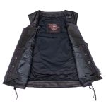 Milwaukee Motorcycle Clothing Co. Women’s Liberty Black and Purple Leather V-Neck Biker Vest w/ Side Lacing MMC40006 - Image 11