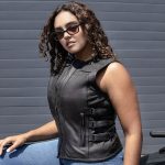 Milwaukee Motorcycle Clothing Co. Women’s Gixxer Black Premium Leather Vest w/ Round Neck Side Buckle MMC40003 - Image 10