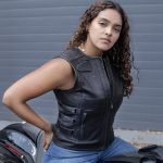 Milwaukee Motorcycle Clothing Co. Women’s Gixxer Black Premium Leather Vest w/ Round Neck Side Buckle MMC40003 - Image 11