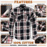 Milwaukee Leather MNG11625 Men’s Flannel Plaid Black and White with Red Long Sleeve Cotton Button Down Shirt - Image 2