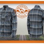 Milwaukee Leather MNG11626 Men’s Flannel Plaid Black and White with Blue Long Sleeve Cotton Button Down Shirt - Image 5