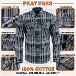 Milwaukee Leather MNG11626 Men’s Flannel Plaid Black and White with Blue Long Sleeve Cotton Button Down Shirt - Image 2