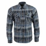 Milwaukee Leather MNG11626 Men’s Flannel Plaid Black and White with Blue Long Sleeve Cotton Button Down Shirt - Image 8