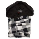 Milwaukee Leather MNG11629 Men’s Long Sleeve Flannel Black and White Cotton Button Down Shirt w/ Hoodie - Image 5