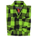 Milwaukee Leather MNG11632 Men’s Flannel Plaid Black and Neon Green Long Sleeve Cotton Button Down Shirt - Image 6