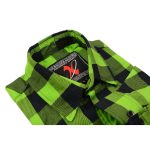 Milwaukee Leather MNG11632 Men’s Flannel Plaid Black and Neon Green Long Sleeve Cotton Button Down Shirt - Image 7