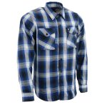 Milwaukee Leather MNG11635 Men’s Flannel Plaid Blue and White Long Sleeve Cotton Button Down Shirt