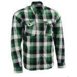 Milwaukee Leather MNG11636 Men’s Flannel Plaid Shirt Green and White Long Sleeve Cotton Button Down Shirt