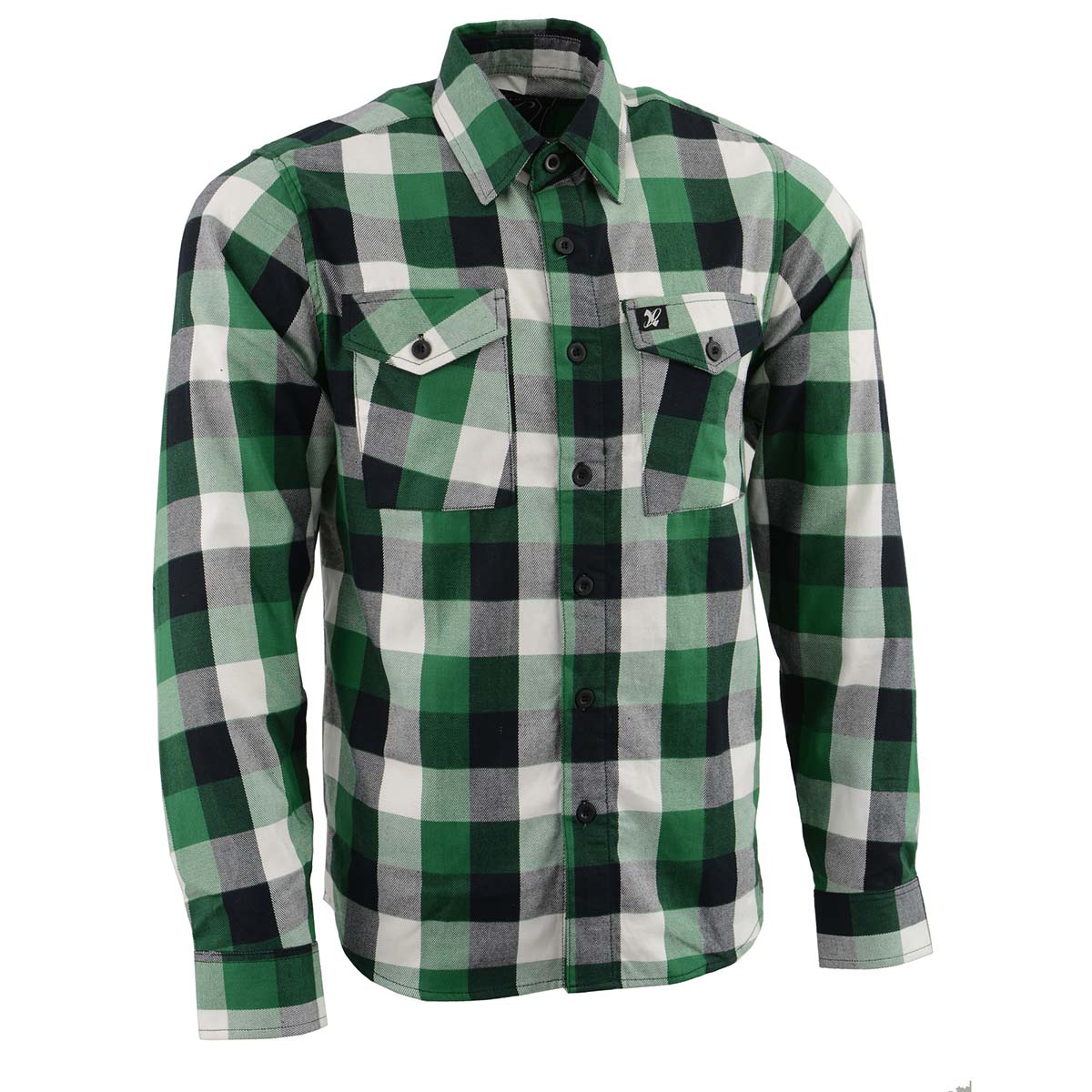 Milwaukee Leather MNG11636 Men’s Flannel Plaid Shirt Green and White Long Sleeve Cotton Button Down Shirt