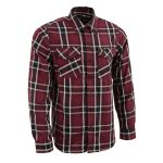 Milwaukee Leather MNG11640 Men’s Flannel Plaid Shirt Maroon Black and White Long Sleeve Cotton Button Down Shirt