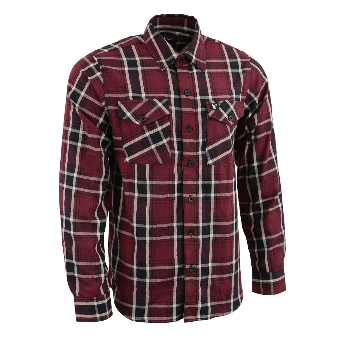 Milwaukee Leather MNG11640 Men’s Flannel Plaid Shirt Maroon Black and White Long Sleeve Cotton Button Down Shirt