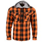 Milwaukee Leather MNG11642 Men’s Flannel Plaid Orange and Black Long Sleeve Cotton Button Down Shirt w/ Hoodie - Image 16