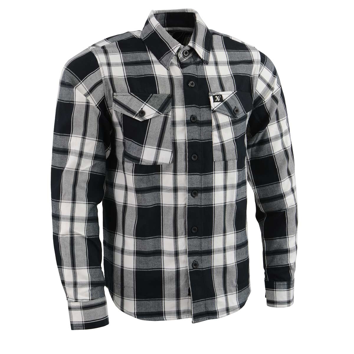 Milwaukee Leather MNG11644 Men’s Flannel Plaid Black and White Long Sleeve Cotton Button Down Shirt