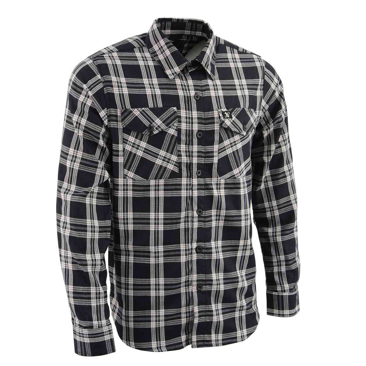 Milwaukee Leather MNG11646 Men’s Flannel Plaid Shirt Black and White Long Sleeve Cotton Button Down Shirt