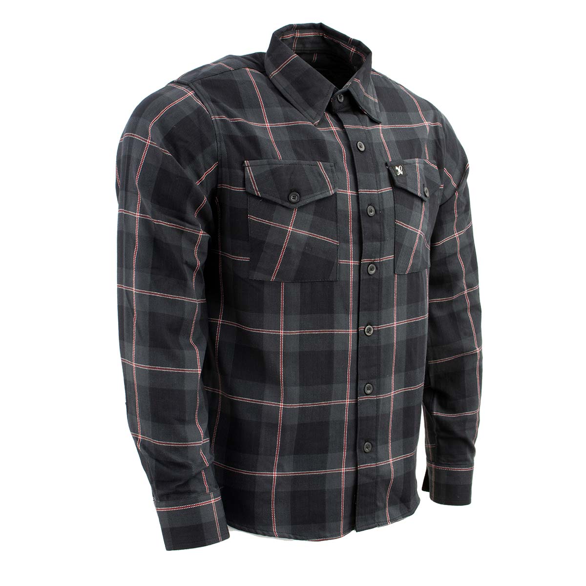 Milwaukee Leather MNG11647 Men’s Black with Grey and Red Long Sleeve Cotton Flannel Shirt