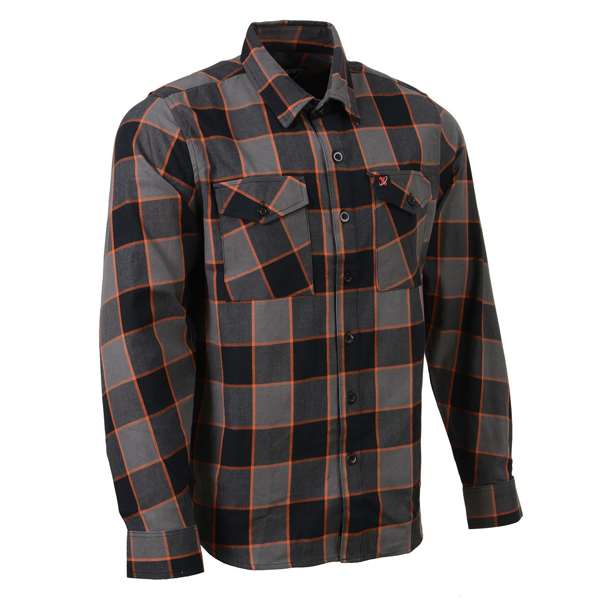 Milwaukee Leather MNG11648 Men’s Grey with Brown and Orange Long Sleeve Cotton Flannel Shirt