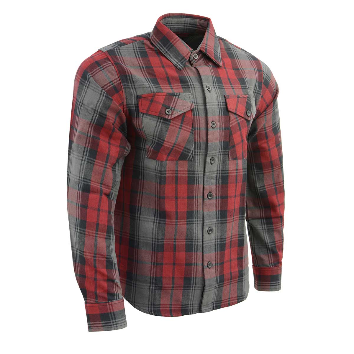 Milwaukee Leather MNG11652 Men’s Black Grey and Red Long Sleeve Cotton Flannel Shirt