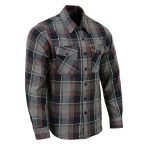Milwaukee Leather MNG11658 Men’s Black and Grey with Red Long Sleeve Cotton Flannel Shirt