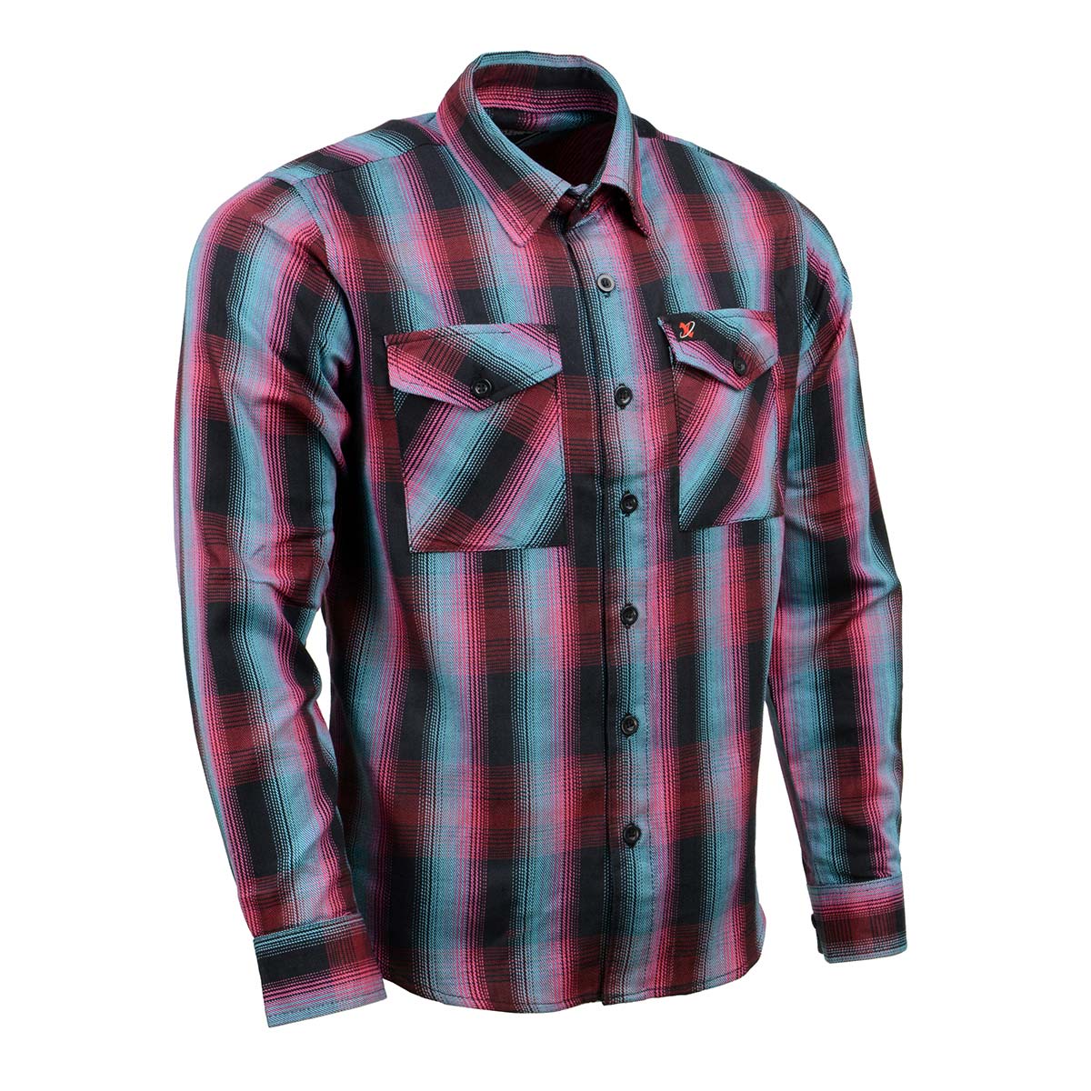 Milwaukee Leather MNG11660 Men’s Black and Pink with Blue Long Sleeve Cotton Flannel Shirt