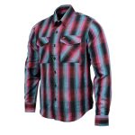 Milwaukee Leather MNG11660 Men’s Black and Pink with Blue Long Sleeve Cotton Flannel Shirt - Image 4