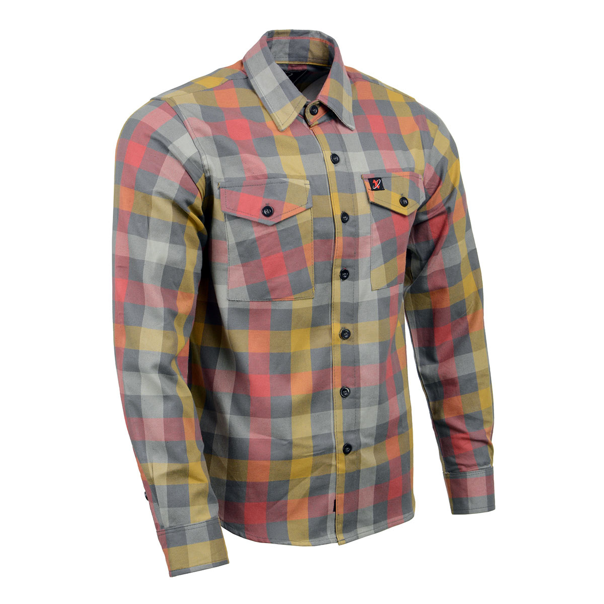 Milwaukee Leather MNG11661 Men’s Gray and Red with Yellow Long Sleeve Cotton Flannel Shirt