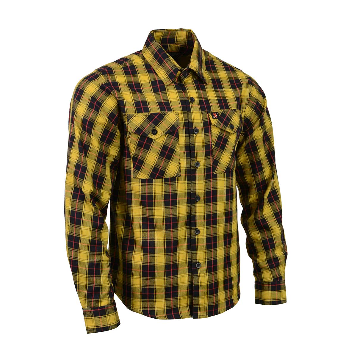Milwaukee Leather MNG11666 Men’s Black and Red with Yellow Long Sleeve Cotton Flannel Shirt