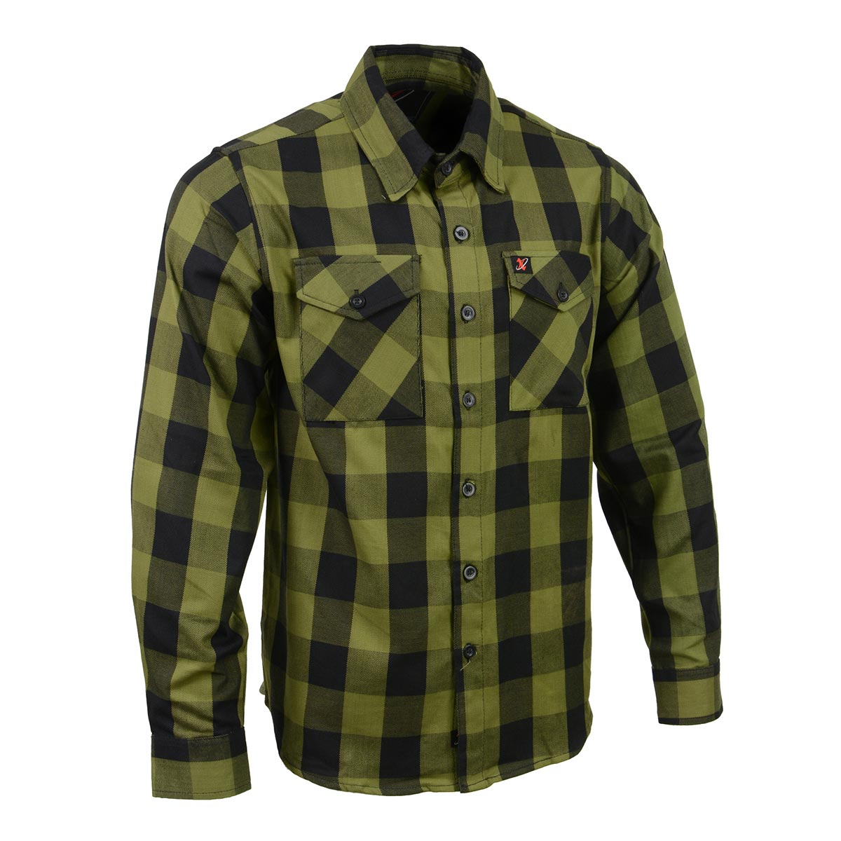 Milwaukee Leather MNG11668 Men’s Black and Green Long Sleeve Cotton Flannel Shirt