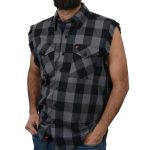 Milwaukee Leather MNG11689 Men’s Classic Black and Grey Button-Down Flannel Cut Off Frayed Sleeveless Casual Shirt - Image 7