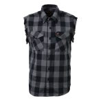 Milwaukee Leather MNG11689 Men’s Classic Black and Grey Button-Down Flannel Cut Off Frayed Sleeveless Casual Shirt - Image 10