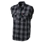 Milwaukee Leather MNG11689 Men’s Classic Black and Grey Button-Down Flannel Cut Off Frayed Sleeveless Casual Shirt - Image 9