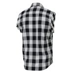 Milwaukee Leather MNG11690 Men’s Classic Black and White Button-Down Flannel Cut Off Frayed Sleeveless Casual Shirt - Image 8