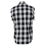 Milwaukee Leather MNG11690 Men’s Classic Black and White Button-Down Flannel Cut Off Frayed Sleeveless Casual Shirt - Image 10