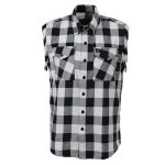 Milwaukee Leather MNG11690 Men’s Classic Black and White Button-Down Flannel Cut Off Frayed Sleeveless Casual Shirt - Image 7