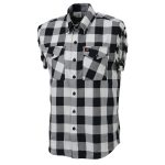 Milwaukee Leather MNG11690 Men’s Classic Black and White Button-Down Flannel Cut Off Frayed Sleeveless Casual Shirt - Image 6