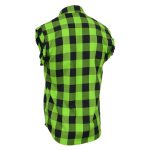 Milwaukee Leather MNG11691 Men’s Classic Black and Green Button-Down Flannel Cut Off Frayed Sleeveless Casual Shirt - Image 7