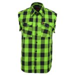 Milwaukee Leather MNG11691 Men’s Classic Black and Green Button-Down Flannel Cut Off Frayed Sleeveless Casual Shirt - Image 8