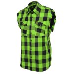 Milwaukee Leather MNG11691 Men’s Classic Black and Green Button-Down Flannel Cut Off Frayed Sleeveless Casual Shirt - Image 6