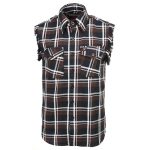 Milwaukee Leather MNG11693 Men’s Classic Black and Brown Button-Down Flannel Cut Off Frayed Sleeveless Casual Shirt - Image 8