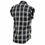 Milwaukee Leather MNG11694 Men’s Classic Black and White Button-Down Flannel Cut Off Frayed Sleeveless Casual Shirt - Image 5