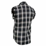 Milwaukee Leather MNG11694 Men’s Classic Black and White Button-Down Flannel Cut Off Frayed Sleeveless Casual Shirt - Image 4