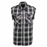 Milwaukee Leather MNG11694 Men’s Classic Black and White Button-Down Flannel Cut Off Frayed Sleeveless Casual Shirt - Image 7