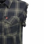 Milwaukee Leather MNG11695 Men’s Classic Black and Dark Grey Button-Down Flannel Cut Off Frayed Sleeveless Casual Shirt - Image 4