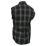 Milwaukee Leather MNG11695 Men’s Classic Black and Dark Grey Button-Down Flannel Cut Off Frayed Sleeveless Casual Shirt - Image 5