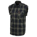 Milwaukee Leather MNG11695 Men’s Classic Black and Dark Grey Button-Down Flannel Cut Off Frayed Sleeveless Casual Shirt - Image 7