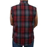 Milwaukee Leather MNG11696 Men’s Classic Black and Grey with Red Button-Down Flannel Cut Off Frayed Sleeveless Casual Shirt - Image 7
