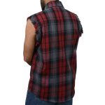 Milwaukee Leather MNG11696 Men’s Classic Black and Grey with Red Button-Down Flannel Cut Off Frayed Sleeveless Casual Shirt - Image 8