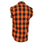 Milwaukee Leather MNG11698 Men’s Classic Black and Orange Button-Down Flannel Cut Off Frayed Sleeveless Casual Shirt - Image 5